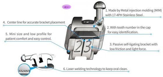 ISO e CE certificati DTC Self Ligating Bracket MBT Roth Dental Braces Made in Hangzhou