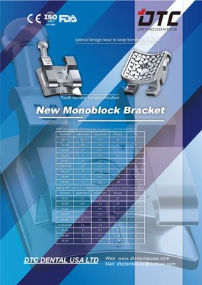 DTC Mim Monoblock Ortodonzia Laser Dental Bracket MBT Roth Metal Brace con 3W/Hook