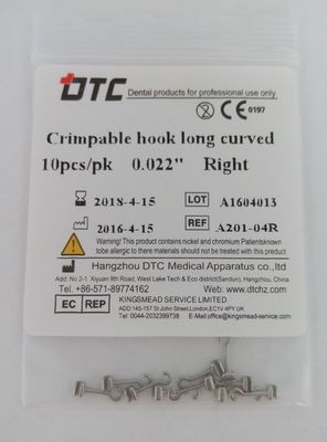 0.018'/0.022' DTC Ortodonzia dentale Acciaio inossidabile gancio scricchiolabile corto gancio lungo o spirale